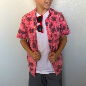 BOYS PALM TREE BUTTON UP SHIRT